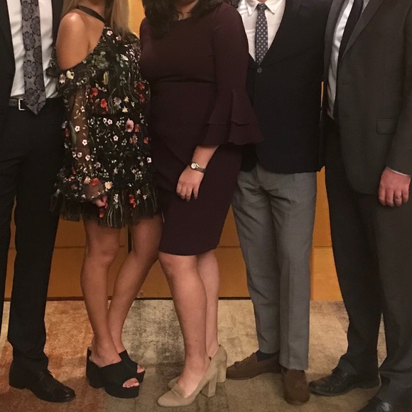 CK Plum Bell-Shaped Sleeved Sheath Dress - Picture 2 of 5